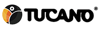 Logotipo da Tucano Tubos, com a imagem estilizada de um tucano à esquerda em preto, laranja e branco, seguida pela palavra 'TUCANO' em letras maiúsculas pretas.